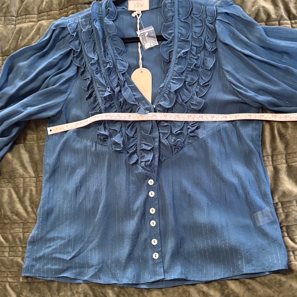 NWT Calling June Teal Ruffle Women's Top size M (8-10) - Picture 8 of 9